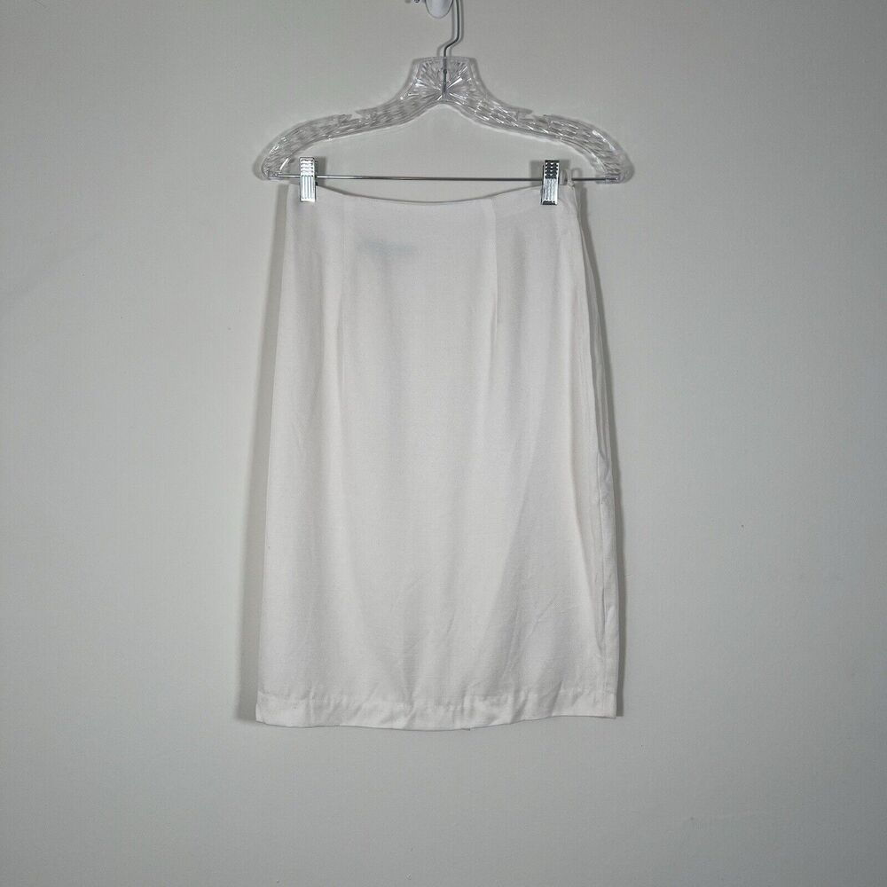 Vintage Casadei White Skirt Size 8 Midi Pencil Secretary Feminine Minimalist